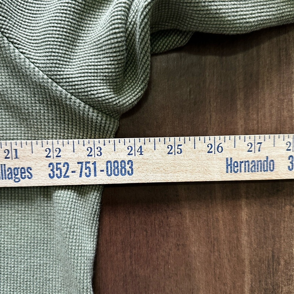 Pilcro Anthropologie Sage Green Waffle Knit Thermal Top XL Split Neck Raw Hem - Picture 8 of 8